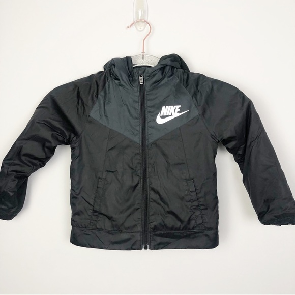 NIKE | Youth Black & Grey Hooded Winter Jacket Zip Front Coat Kid’s Size 3T